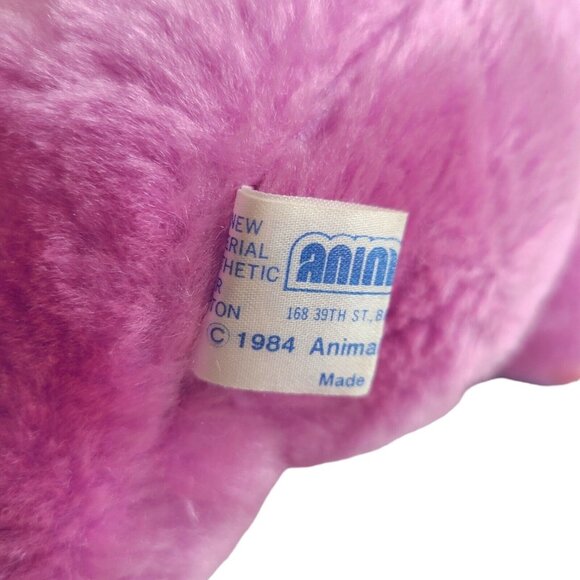 Stuffed Plush Rainbow Bunny Vintage Pink Smiling Rabbit By Animal‎ Toy 1984 Rare - Picture 9 of 14